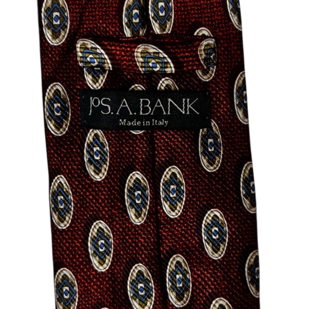 Jos. A. Bank Burgundy and Blue Patterned Tie